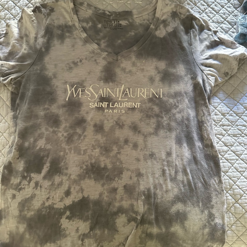 Yves Saint Laurent Charcoal Tie-Dye Tee
